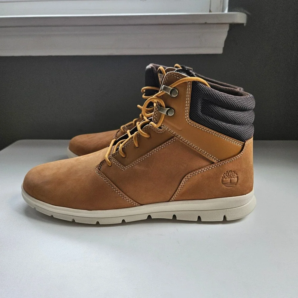 Timberland Hoverlite Mens Boot 10.5 Wheat Brown Leather Ankle Defender Repellent